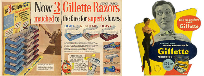 Le rasage en France au XXème siècle Publicit%C3%A9s-rasoirs-Gillette-1950