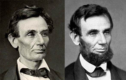 Abraham Lincoln rasé et barbu