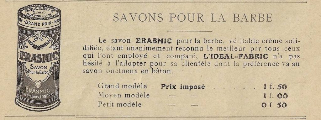 Savons pour la barbe, ancienne publicité